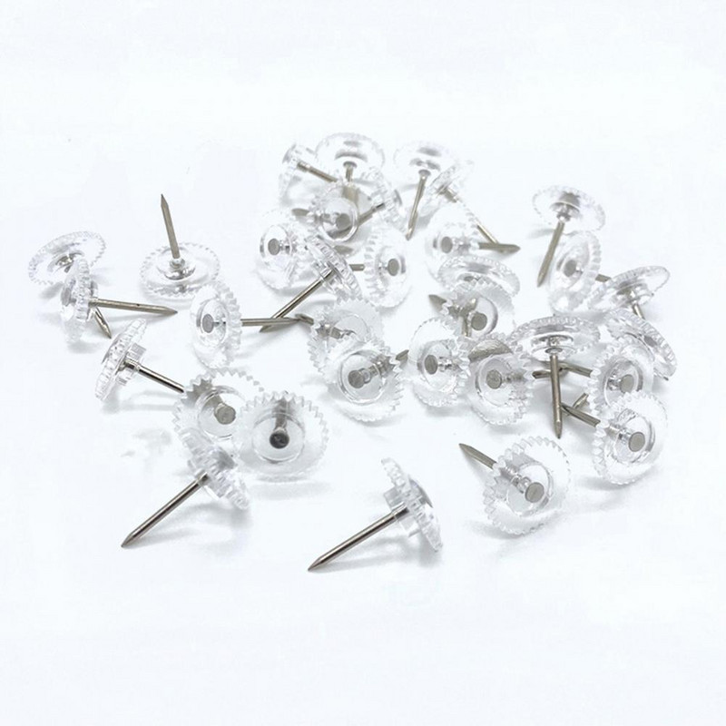 Прозрачни пластмасови щифтове за глава за училищни офис консумативи Професионални щифтове за документи Коркови дъски Окачване на стена