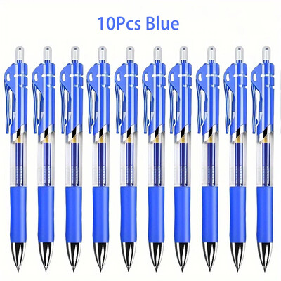 10PCS Στυλό τζελ υψηλής χωρητικότητας Stationery Kawaii Στυλό γραφής Μαύρο/κόκκινο/μπλε Μελάνι 0,5mm Μπλε Στυλό Γραφείου Σχολικά Προμήθειες