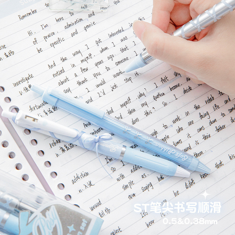4db/készlet 0,38mm/0,5mm-es zselés tollkészlet Golyós, fekete tintanyomó gél toll tanulói kellékek írószeréhez