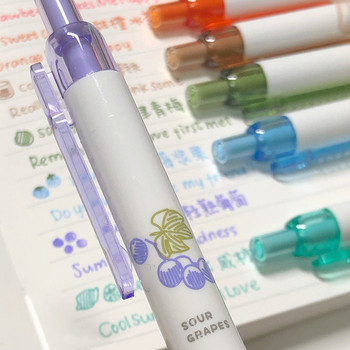 4PCS/Комплекти Цветна гел химикалка за ученици Сладка плодова гел мастилена писалка 0,5 мм Многоцветни химикалки Химикалки за рисуване на графити Ученически пособия