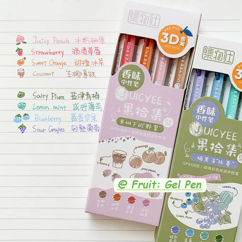 4 DB/Szett Színes zselés toll diákoknak Aranyos gyümölcs zselé tintatoll 0,5 mm-es többszínű tollak Graffiti festő tollak Iskolai felszerelések