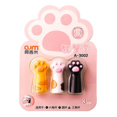 3бр. Сладка котешка лапа Молив Капачки Комплект силиконова мека писалка Капак за множество форми Канцеларски материали Ученик F7078