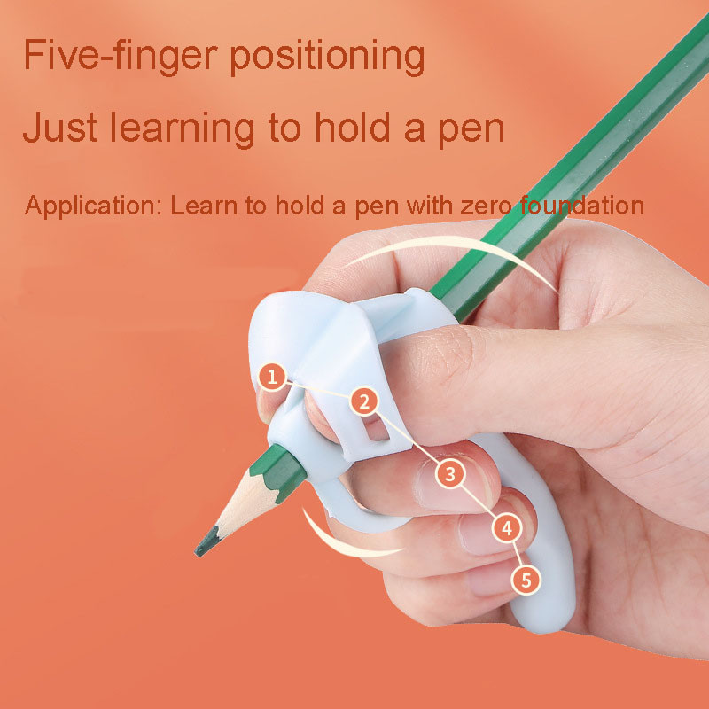 Többszínű ötujjas tolltartó gyerekeknek szilikon íráshelyzet-korrekcióval, tolltartóval, írószerrel
