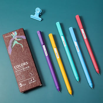 5 бр./компл. Morandi Гел Химикалка 0,5 мм пълнител за писане с гладко мастило Издръжлива химикалка за подписване 5 цвята Подаръчен комплект винтидж цветни химикалки Macarons