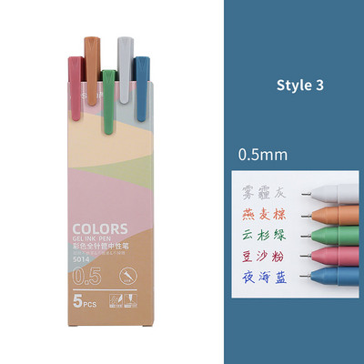 5 бр./компл. Morandi Гел Химикалка 0,5 мм пълнител за писане с гладко мастило Издръжлива химикалка за подписване 5 цвята Подаръчен комплект винтидж цветни химикалки Macarons