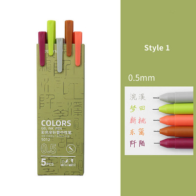 5 бр./компл. Morandi Гел Химикалка 0,5 мм пълнител за писане с гладко мастило Издръжлива химикалка за подписване 5 цвята Подаръчен комплект винтидж цветни химикалки Macarons