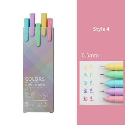 5 бр./компл. Morandi Гел Химикалка 0,5 мм пълнител за писане с гладко мастило Издръжлива химикалка за подписване 5 цвята Подаръчен комплект винтидж цветни химикалки Macarons