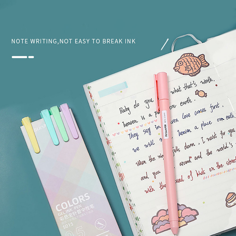 5 бр./компл. Morandi Гел Химикалка 0,5 мм пълнител за писане с гладко мастило Издръжлива химикалка за подписване 5 цвята Подаръчен комплект винтидж цветни химикалки Macarons