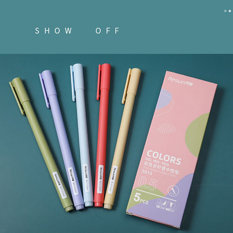 5 бр./компл. Morandi Гел Химикалка 0,5 мм пълнител за писане с гладко мастило Издръжлива химикалка за подписване 5 цвята Подаръчен комплект винтидж цветни химикалки Macarons
