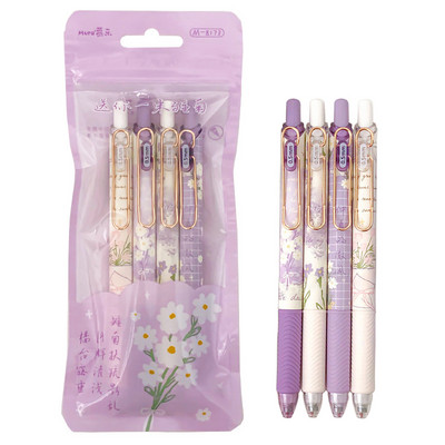 4PCS/Sets Gel olovka serije Daisy Rose 0,5 MM Kemijska olovka crna olovka za pisanje s tintom koja se brzo suši Uredski školski pribor