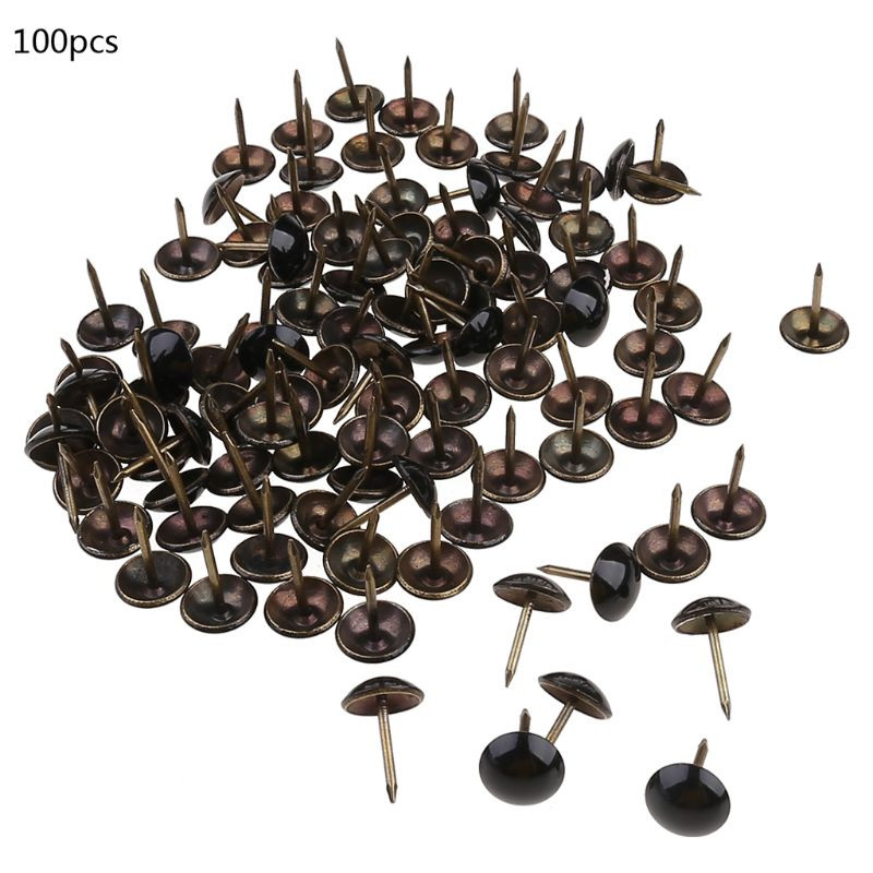 100 τμχ Αντίκες ορειχάλκινες ταπετσαρίες καρφιά Έπιπλα καρφίτσες Pushpins Hardware Decor Dropshipping