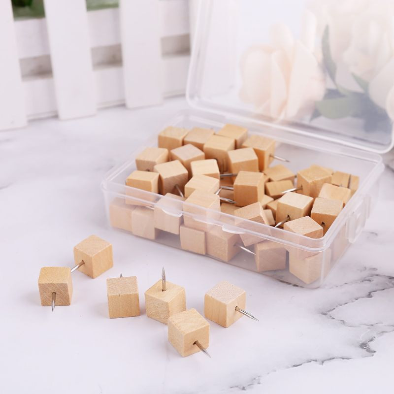 1 κουτί Ξύλινες καρφίτσες πινακίδας Πινέζες Σχέδιο φωτογραφίας Καρφιά τοίχου Σχολικά είδη γραφείου escritório кнопки канцелярские