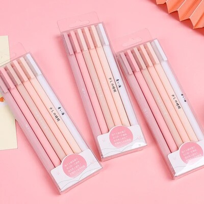 6 vnt./rinkinys Creative Cute Morandi Simple Gel Pen Kawaii Quick Drying Cap Neutral Supplies Gel Pen Set