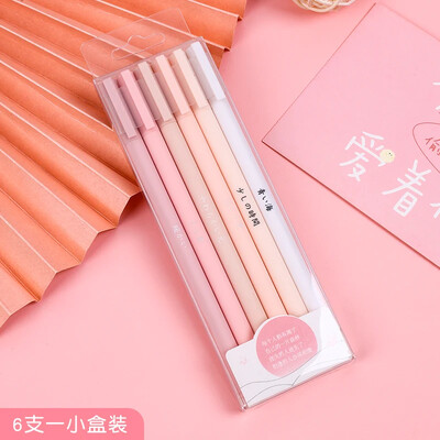 6 τμχ/σετ Creative Cute Morandi Simple Gel στυλό Kawaii Quick Drying Cap Neutral Supplies Σετ στυλό gel