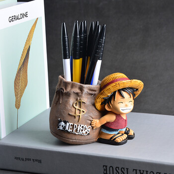 Аниме One Piece Luffy Resin Office Holders Колекционерска Monkey D Luffy 10cm Desk Pencil Pot Holder Action Figure Office Use