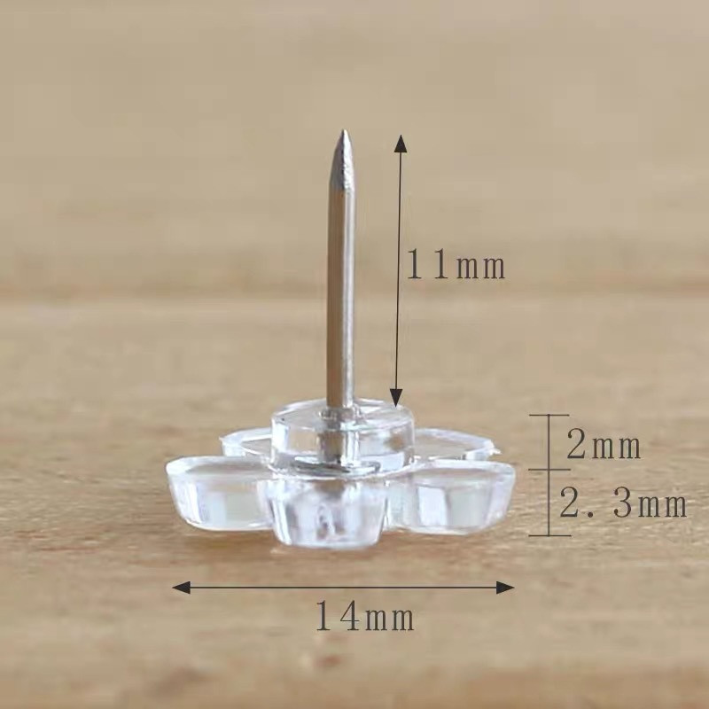 100 бр./кутия Прозрачни щифтове с форма на цвете Thumbtack Щифтове за дъска Рисуване Снимка Стена Ученици Офис Училищни пособия