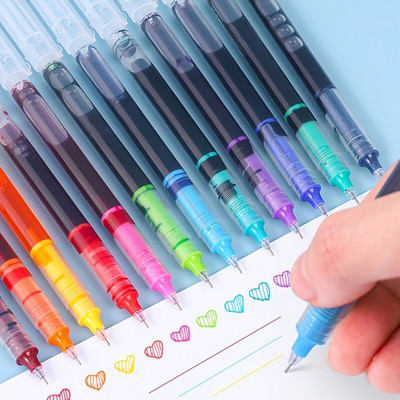 12 színű Fastdry zselés toll készlet 0,5 mm fekete kék iskolai irodai egyenes folyékony görgős toll gördülő golyóstoll irodai kiegészítők