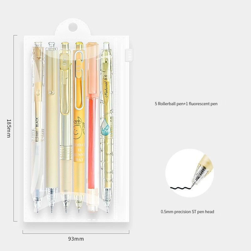 6 db/készlet Kawaii rózsaszín zselés toll 0,5 mm-es kreatív, aranyos, semleges fekete tintatoll gyerekeknek, iskolai irodai ajándék, írás vissza az iskolába