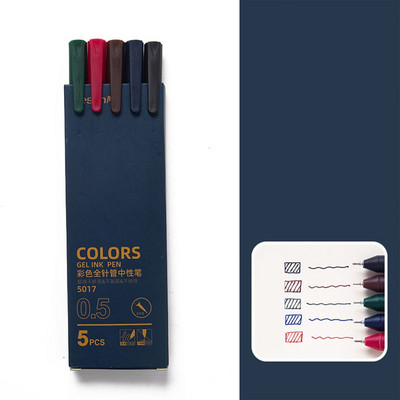 Гел химикалка 0,5 мм пълнене с гладко мастило, издръжлива писалка за подписване, 5 цвята, ретро цветни химикалки Macarons, подаръчен комплект