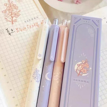 3бр./кутия Kawaii Sakura Гелови химикалки Неутрални химикалки с черно мастило Корейски канцеларски инструмент за писане за училищна писалка с подпис Офис консумативи