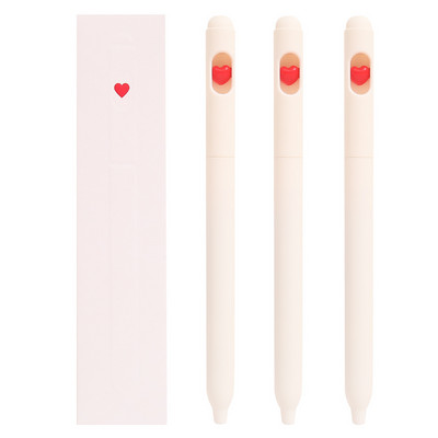 3 τεμάχια/Σετ Cute Rotable Love Gel Pen Kawaii 0,5mm Μαύρο στυλό γραφείου Σχολικά είδη γραφείου Μαθητικό στυλό γραφής Ουδέτερο στυλό
