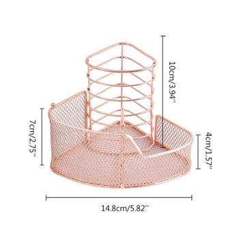 Изискан държач за канцеларски материали от розово злато Златен мрежест държач за писалка Стилна стойка за телефон Настолни орнаменти Идеален за офис Drop shipping