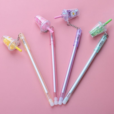 Lytwtw`s-Kawaii Daisies Flower Milk Tea Cup ripats geelpliiats Kooli kontoritarbed Loomingulised kirjatarbed Sweet Lovely Pen 4 tk