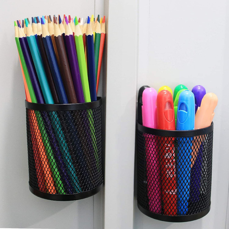 Μαγνητική θήκη για στυλό για ασπρόμαυρο ψυγείο Ανθεκτικό ελαφρύ πλέγμα αποθήκευσης Μαγνητικό ντουλάπι καλαθιού αξεσουάρ Organizer