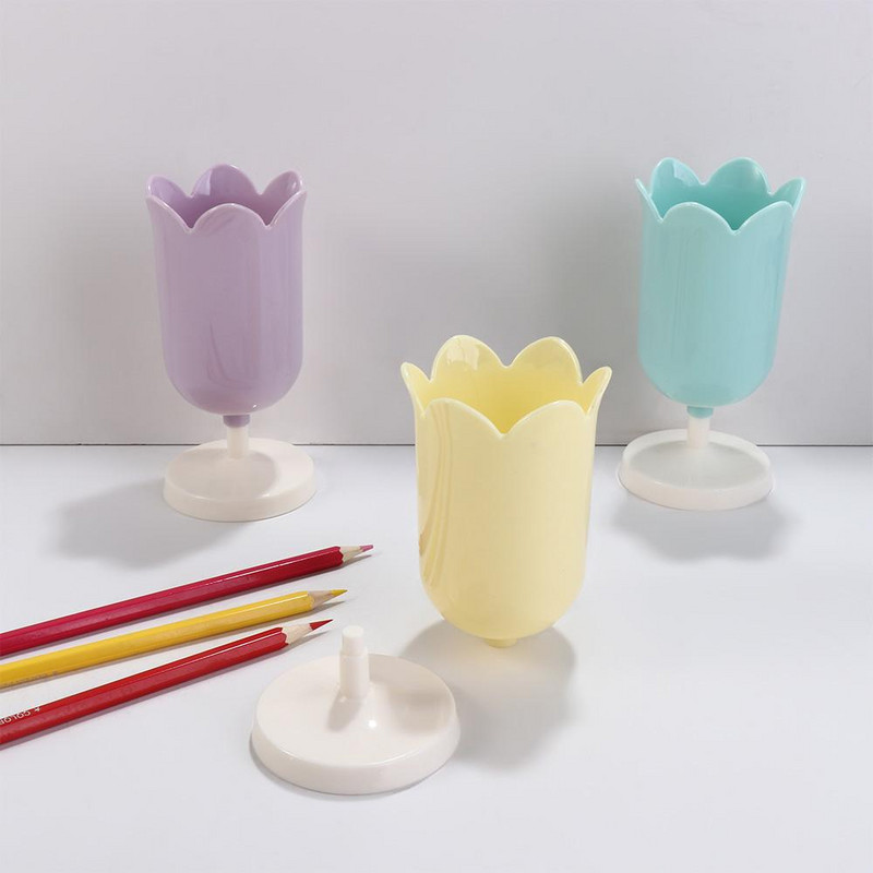 Műanyag tulipán tolltartó lány kis sminkdoboz Iskola írószer kellékek szervező asztali dekoráció