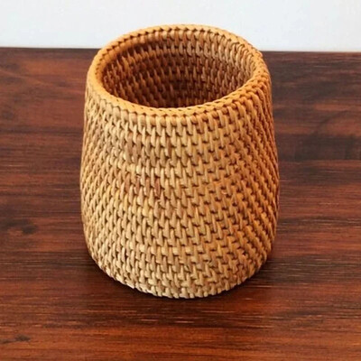 Βάση για στυλό Rattan Αξεσουάρ γραφείου Κουτί αποθήκευσης Επιφάνεια εργασίας σπιτιού Ατζέντα Καλάθια Σχολικά είδη γραφείου Θήκη επιστολόχαρτου
