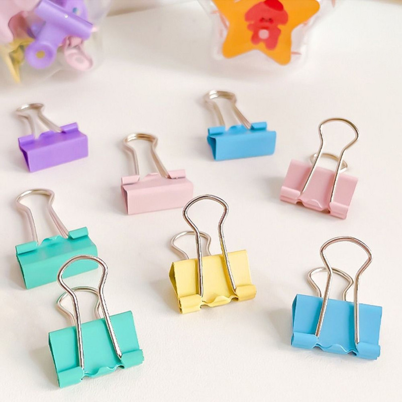 Сгъваема щипка Прозрачни щипки за подвързване Канцеларски материали Консумативи за подвързване Палец Подвързия Метална щипка с дълга опашка Щифтове Щипки за хартия Училище