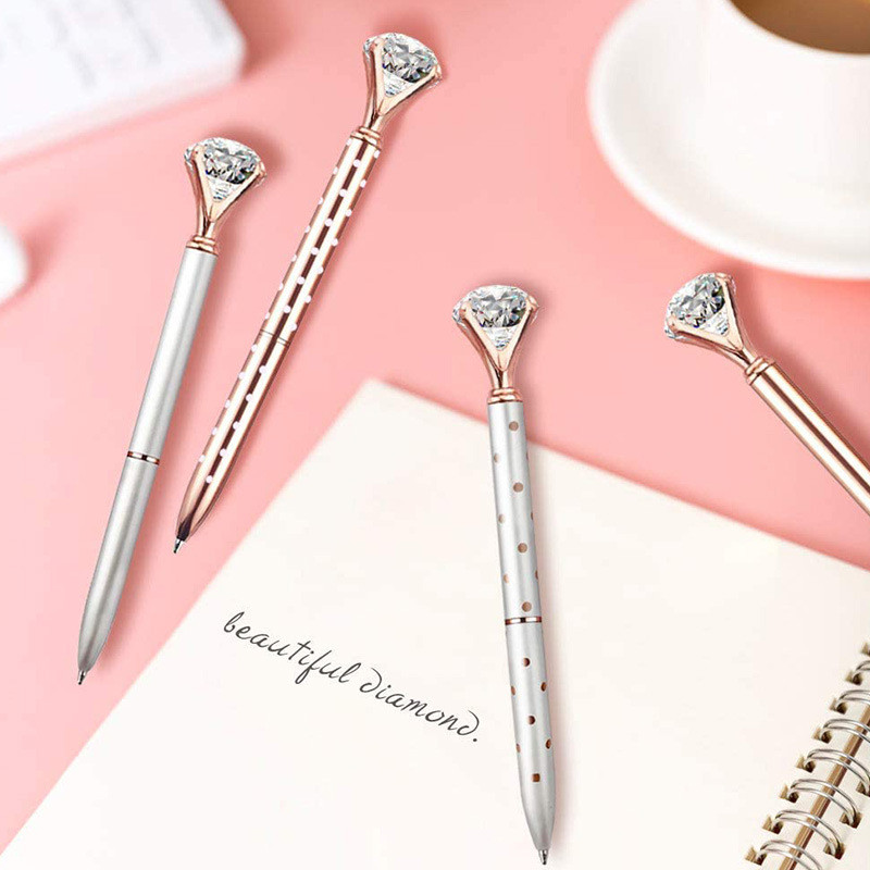 Στυλό Glitter Large Diamond Crystal Ballpoint Student Stationery Office Business 1,0mm Metal Rhinestone Financial Ball Point στυλό