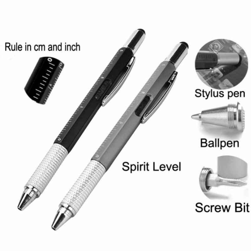7 az 1-ben többfunkciós golyóstoll modern kézi szerszámmal Méret műszaki vonalzó csavarhúzó érintőképernyős ceruza vízmérték