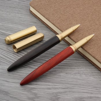 Висококачествена медна дървена ролкова химикалка, месингова абаносова въртяща се червено злато Химикалка с топка Канцеларски материали Офис ученически пособия Писане