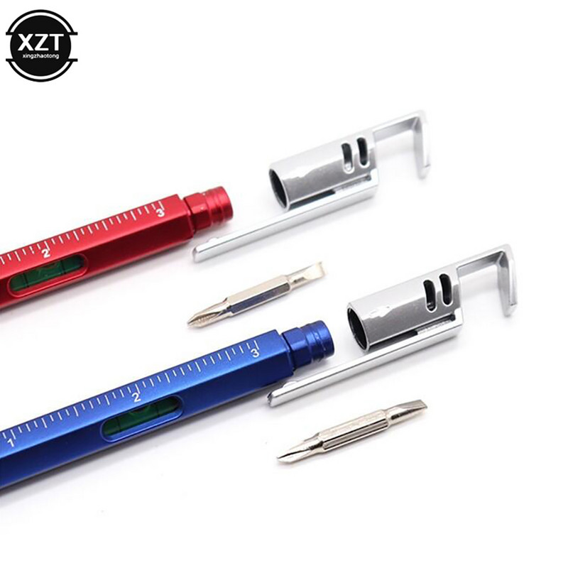 Többfunkciós golyóstoll csavarhúzó, vonalzó, vízmérték mobiltelefontartóként használható iskolai irodaszerek