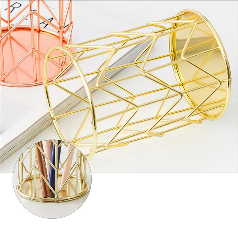 Kovácsoltvas tárolócső irodai tolltartó rendező arany egyszerű asztali többcélú asztali sminkecset asztali tolltartó