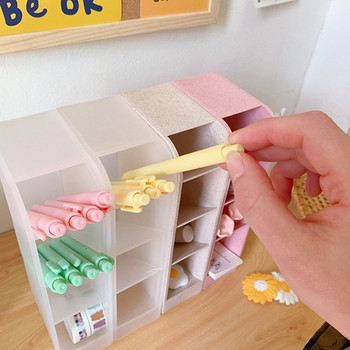 Kawaii Настолен държач за писалка Японски цветен органайзер за бюро Гримове Кутия за съхранение на моливи Сладки училищни канцеларски материали Офис аксесоари
