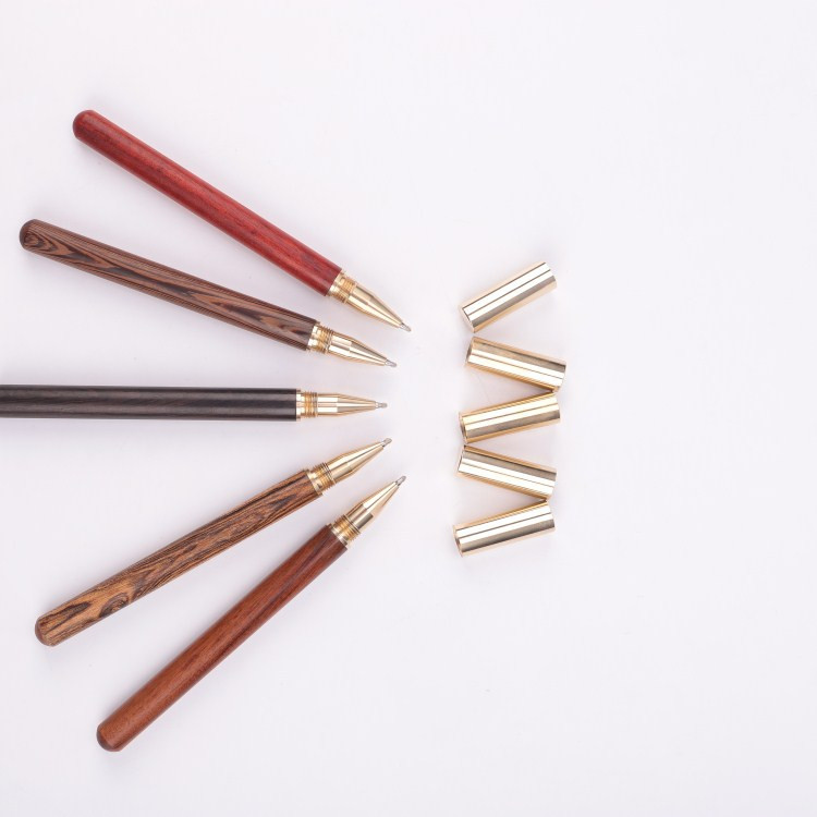 Химикалка с винтидж дървен корпус Месингова топка Химикалка с метална капачка Химикалка с канцеларски материали Училищни бизнес подаръци Консумативи Drop Shipping