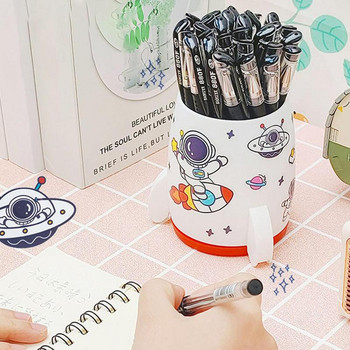 Държач за писалка Rocket Кутия за съхранение на четка за грим Държач за молив с голям капацитет Естетична чаша за молив Форма на ракета със стикер на астронавт