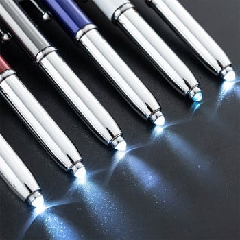 3-в-1 многофункционална капацитивна химикалка Химикалка Външен инструмент Писалка със светлинен екран на мобилен телефон Сензорна писалка Инструмент за конструиране