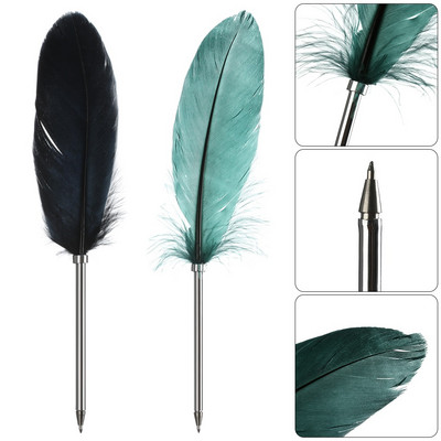 1 gab Funny Feather Pen 0,5 mm zilas tintes lodīšu pildspalva rakstīšanas rīks Kancelejas pildspalva Kāzu paraksta pildspalva Skolas biroja piederumi Dāvana