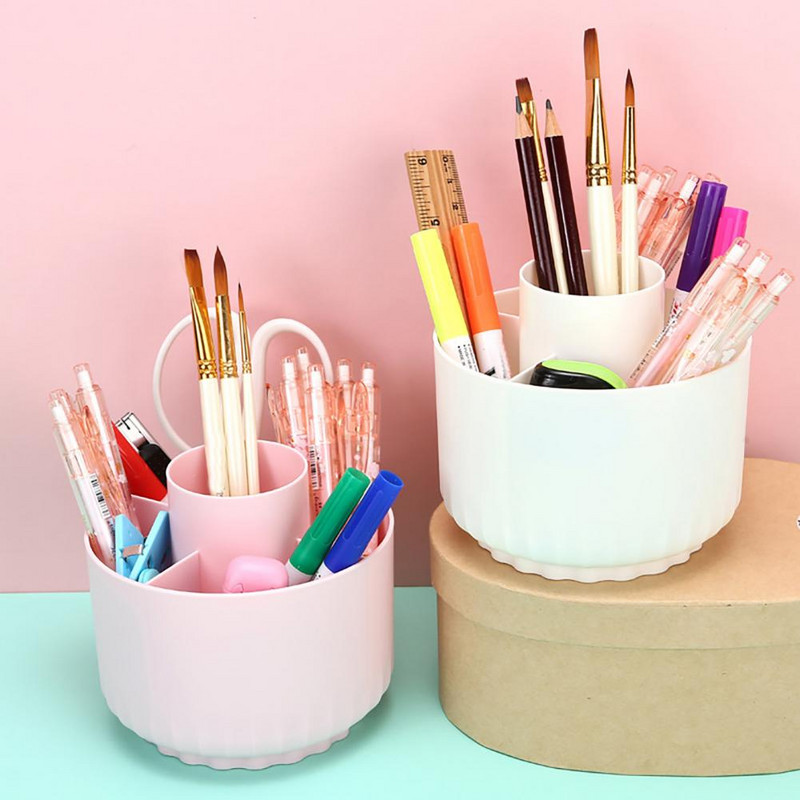 Sminktároló doboz tolltartó Forgó asztali rendszerező 5 nyílással a tollakhoz Sminkecsetek Ceruzák tárolókapacitás irodai használatra