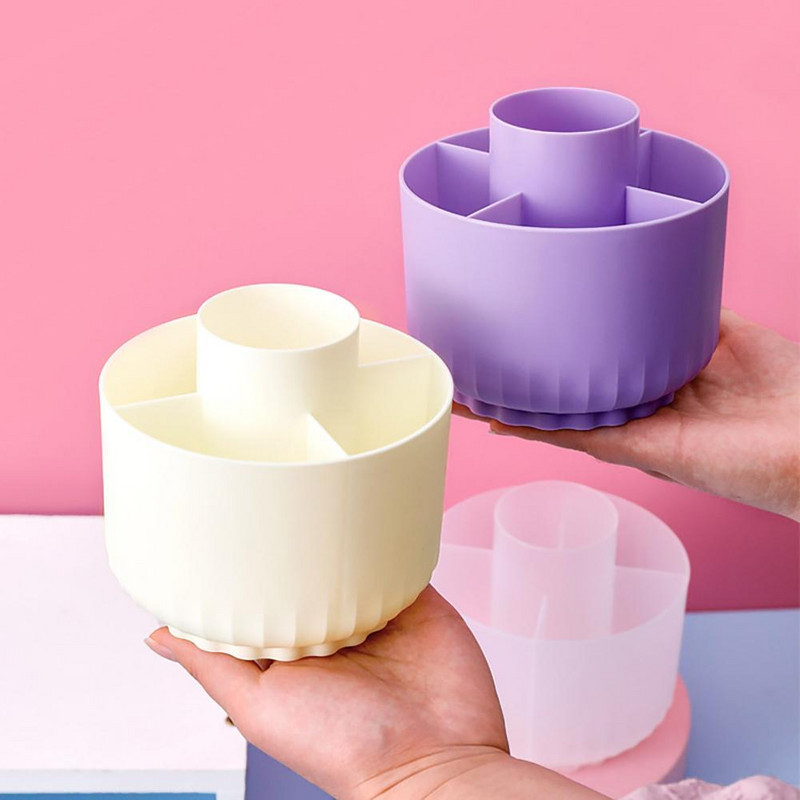 Sminktároló doboz tolltartó Forgó asztali rendszerező 5 nyílással a tollakhoz Sminkecsetek Ceruzák tárolókapacitás irodai használatra