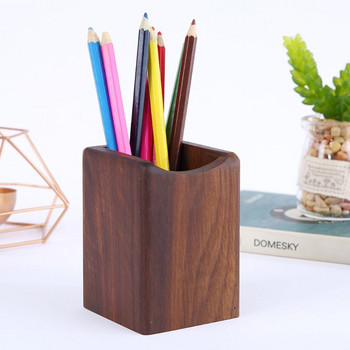 Естествена дървена писалка Държач за молив Многократна употреба Настолен органайзер Кутия за съхранение Настолен контейнер за офис консумативи