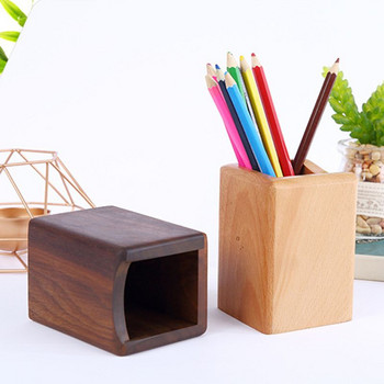 Естествена дървена писалка Държач за молив Многократна употреба Настолен органайзер Кутия за съхранение Настолен контейнер за офис консумативи