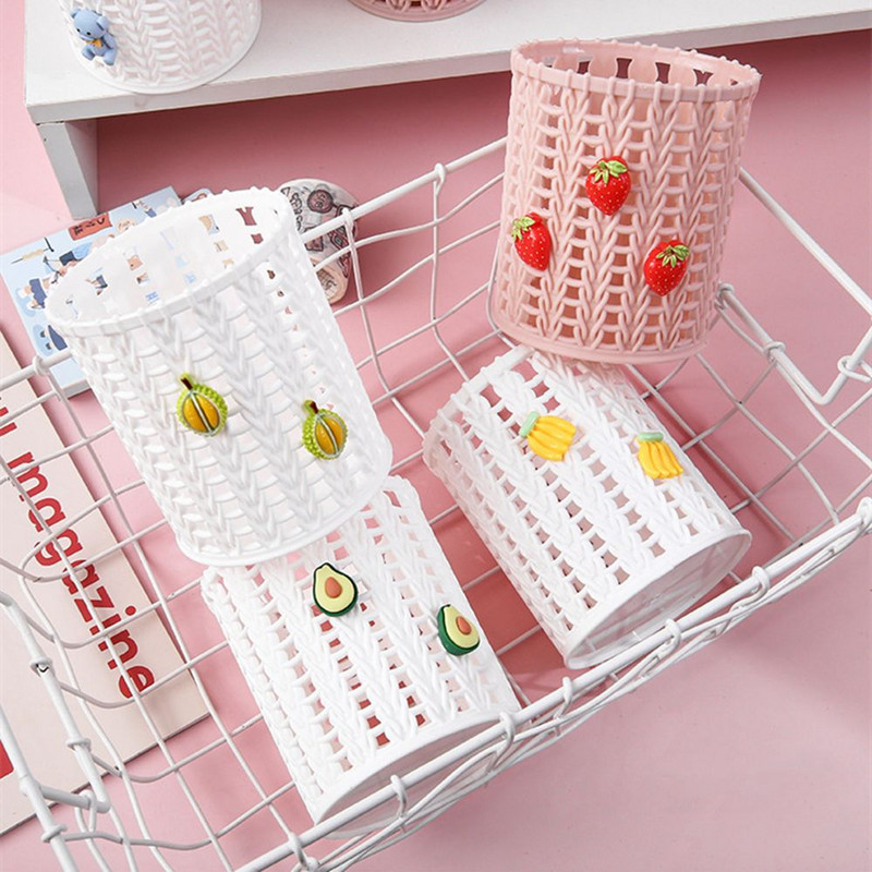 Δημιουργική απομίμηση θήκη για στυλό αμπέλου Κινούμενα σχέδια Θήκη μολυβιού με μολύβι Βούρτσα μακιγιάζ επιφάνειας εργασίας Οργανωτής αποθήκευσης χαρτικών