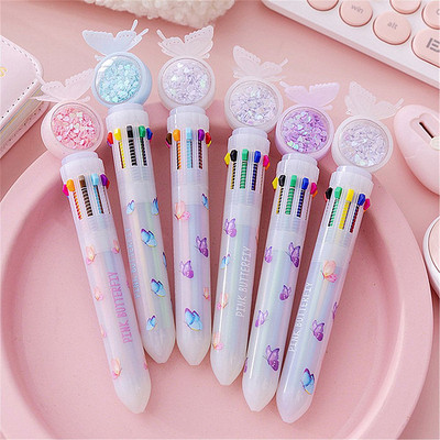 10 culori drăguț sirenă stilou cu minge animal fluture colorat reumple stilou rollerball rechizite de birou set de papetărie