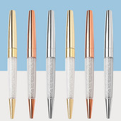 Ροζ χρυσό στυλό Bling Diamond στυλό λεπτόκοκκο μαύρο μελάνι κρύσταλλο στυλό δαχτυλίδι γάμου γραφείου μεταλλικό ρολό στυλό δώρο