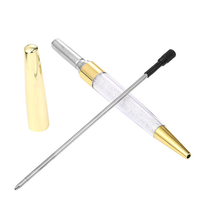 Ροζ χρυσό στυλό Bling Diamond στυλό λεπτόκοκκο μαύρο μελάνι κρύσταλλο στυλό δαχτυλίδι γάμου γραφείου μεταλλικό ρολό στυλό δώρο