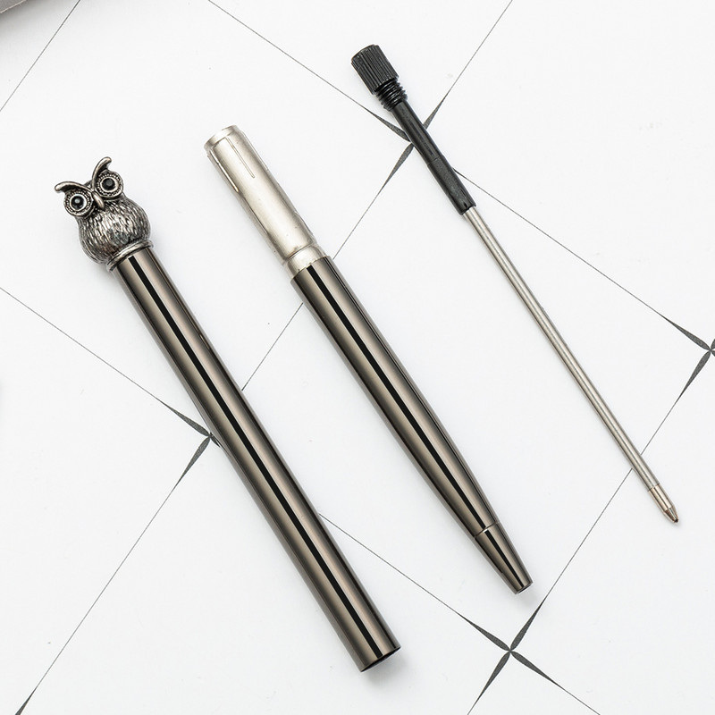 Ellen Brook 1 PCS Химикалка Owl Love Crystal Wedding Metal Copper Pen Офис Училищни пособия Канцеларски материали